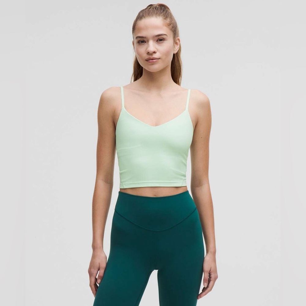 Lululemon Align Cropped Cami Tank Top Light Support A/B Cup Sea Mist Size 12 NWT